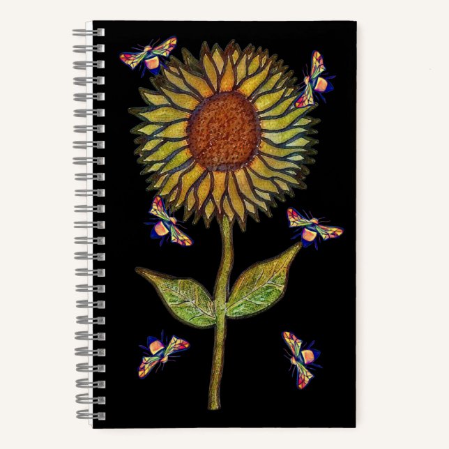 Bee And Sunflower Notebook Notizbuch (Vorderseite)