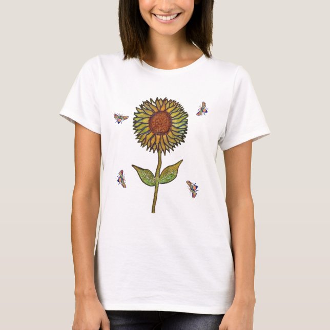 Bee And Sunflower Womens T-Shirt (Vorderseite)