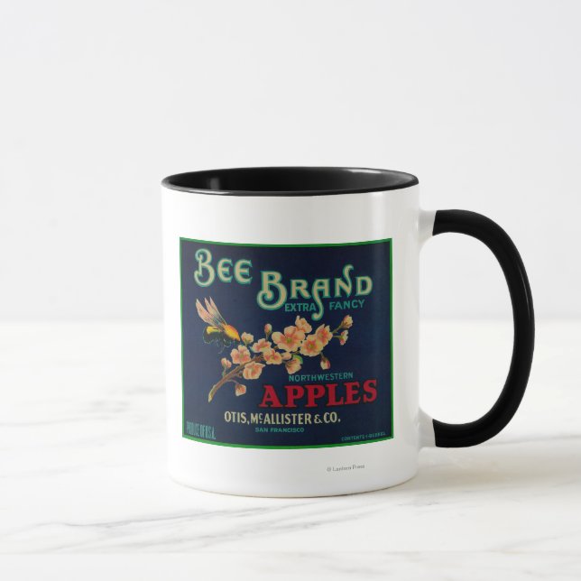 Bee-Apfelkiste-Etikett Tasse (Rechts)