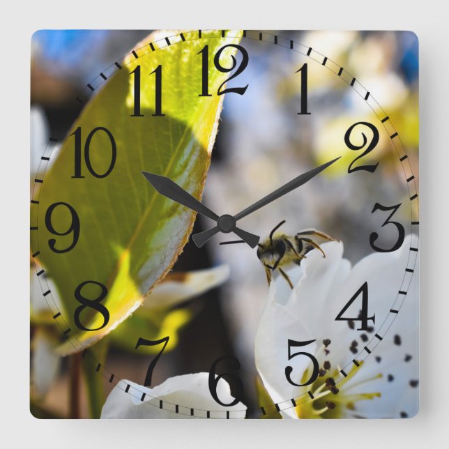 Bee Art Wall Clock Quadratische Wanduhr (Vorderseite)