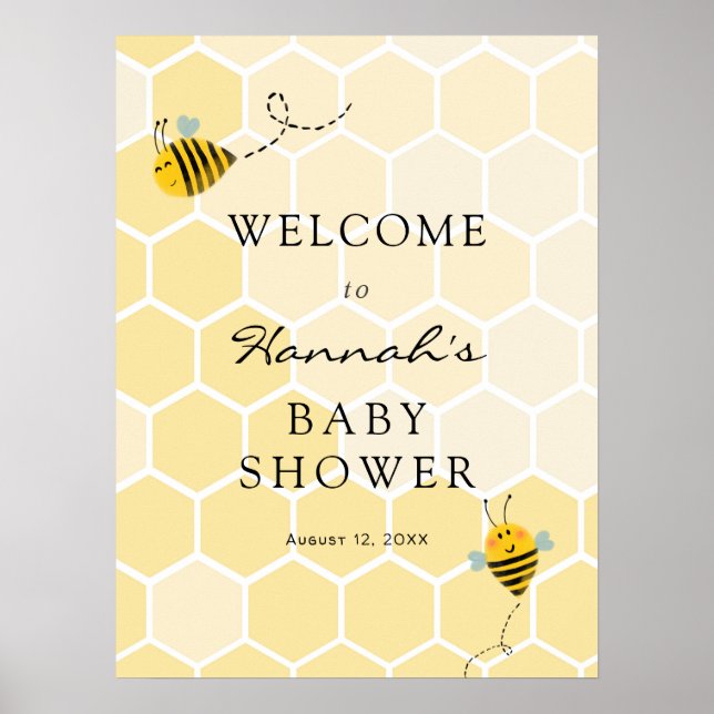 Bee Baby Dusche Begrüßungszeichen Poster (Vorne)