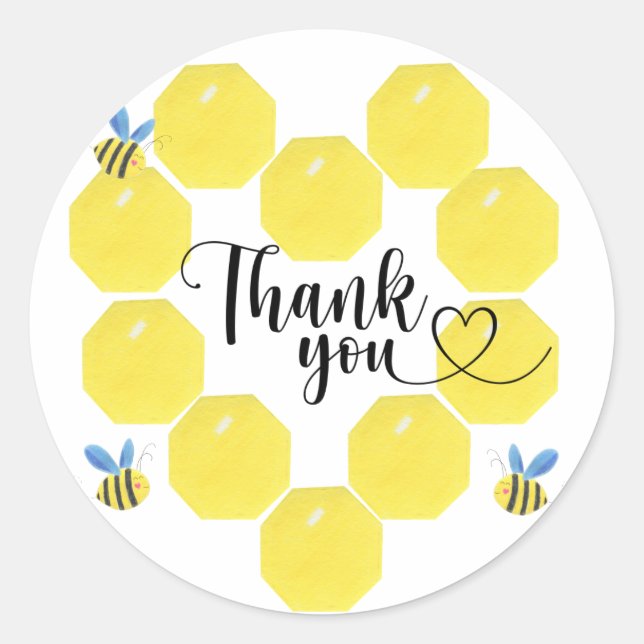 Bee baby Dusche danke Runder Aufkleber (Vorderseite)