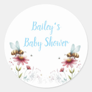 Bee Baby Dusche Name Runder Aufkleber