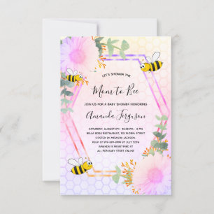 Bee Baby Duschmädchen Blumengrün Mutter zu Biene Einladung