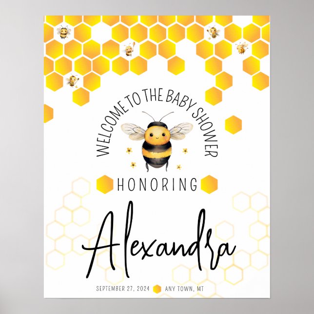 Bee Baby Duwer Gender Neutral Willkommen erschwing Poster (Vorne)