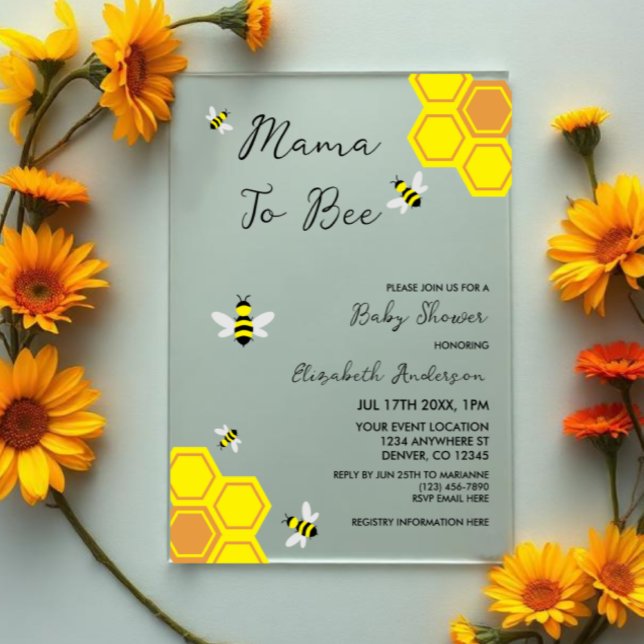 Bee Baby Shower Acryleinladungen (Von Creator hochgeladen)