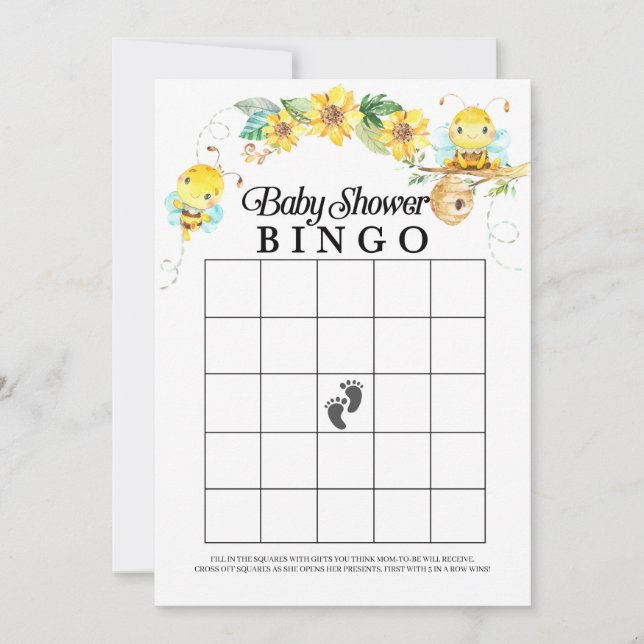 Bee Baby Shower Bingo Game Einladung (Vorderseite)