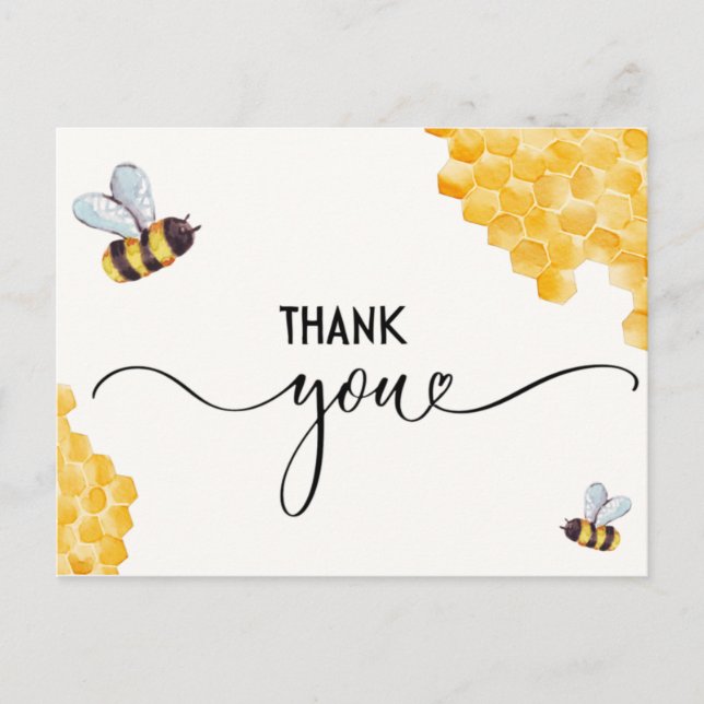 Bee Baby Shower Danke Post Card Postkarte (Vorderseite)