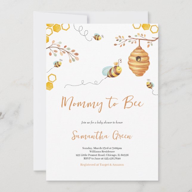 Bee Baby Shower Einladung (Vorderseite)