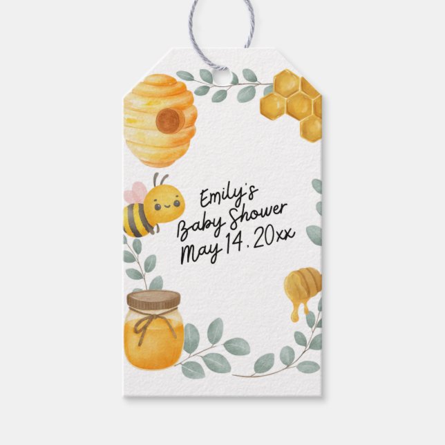 Bee Baby Shower Favor Bag Geschenkanhänger (Vorderseite)