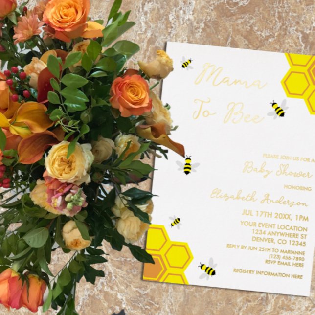 Bee Baby Shower Folieneinladung (Von Creator hochgeladen)