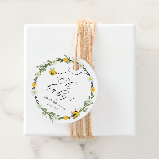 Bee Baby Shower Geschenkanhänger (Beispiel)