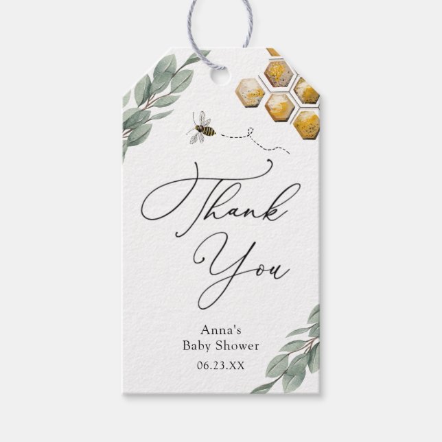 Bee Baby Shower Geschenkmarken Geschenkanhänger (Vorderseite)
