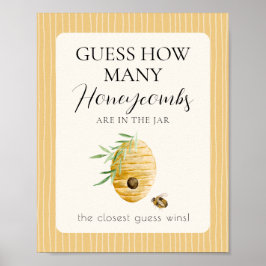 Bee Baby Shower Guess How Many Game Table Sign Poster