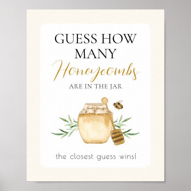Bee Baby Shower Guess How Many Game Table Sign Poster (Vorne)