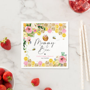 Bee Baby Shower Mommy zu sein rosa Frühling Blüte Serviette
