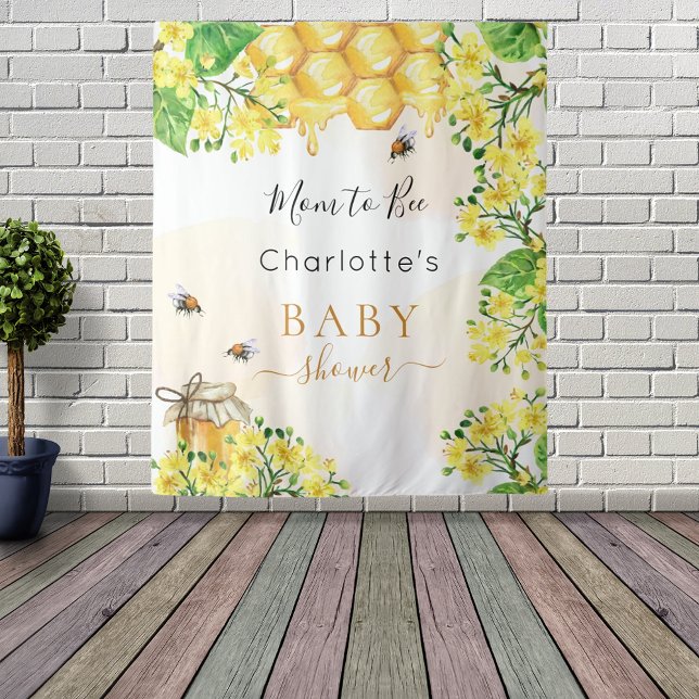 Bee Baby Shower Mutter zu sein gelben Floralen Wandteppich (Von Creator hochgeladen)