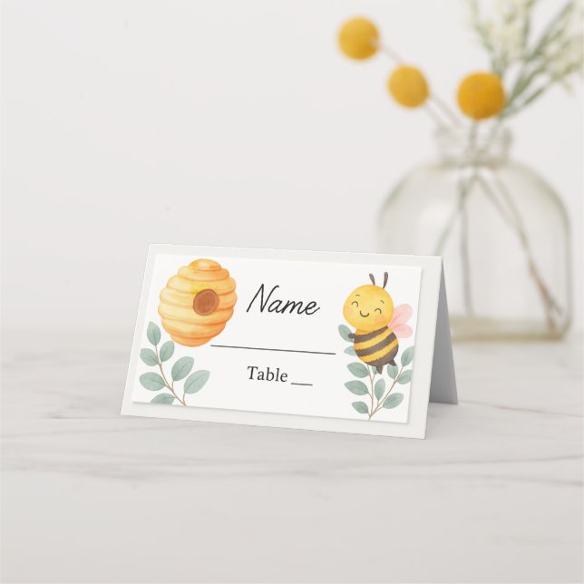 Bee Baby Shower Place Card  Platzkarte (Vorderseite)