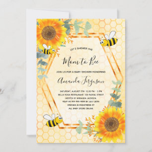 Bee Baby Shower Sonnenblumen Grünpflanzen Mutter z Einladung