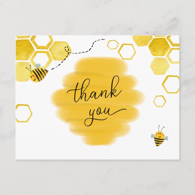 Bee Baby Shower Vielen Dank Postcard Postkarte (Vorderseite)