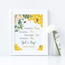 Bee Baby Shower Zehn kleine Fingers Unterschreiben Poster
