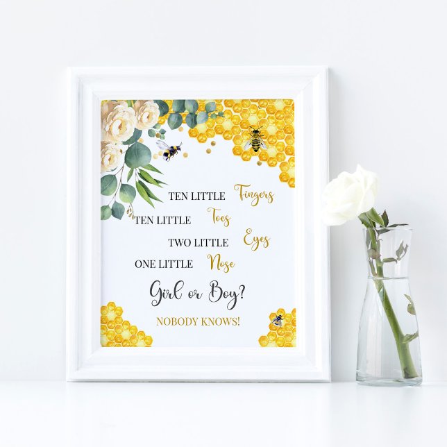 Bee Baby Shower Zehn kleine Fingers Unterschreiben Poster (Von Creator hochgeladen)