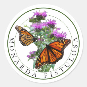 Bee Balm und Monarch Butterfliegen Runder Aufkleber