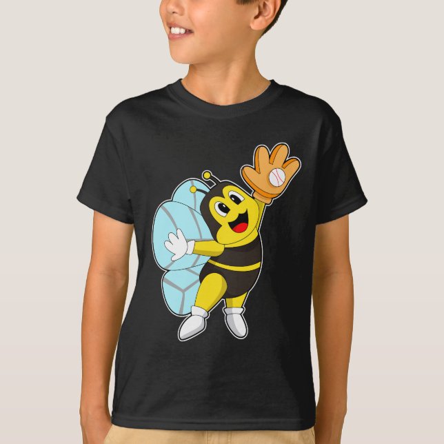 Bee Baseball Baseball-Handschuh T-Shirt (Vorderseite)