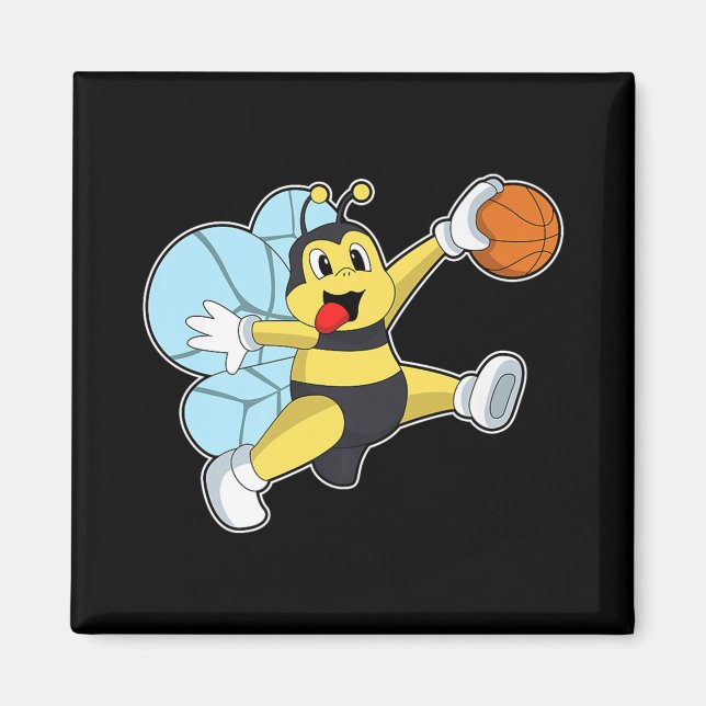 Bee Basketball Player Basketball Sport Premium Magnet (Vorne)
