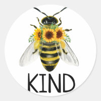 Bee Be Kind Peint Tournesol Sticker