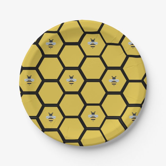Bee Beehive Yellow Paper Plate Pappteller (Vorderseite)