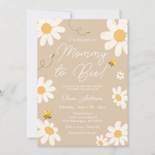 Bee Beige Daisy Retro Mommy to Bee Baby Dusche Einladung