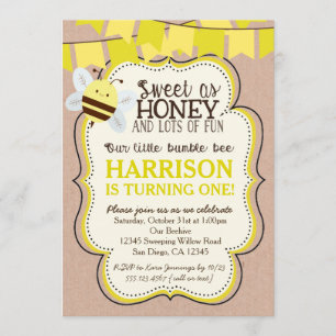 Bee Birthday Einladung für Junge oder Mädchen