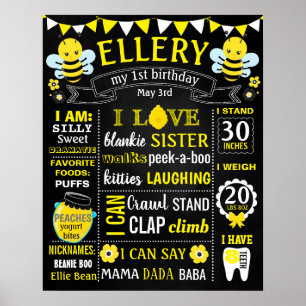 Bee Birthday Party Chalkboard Schild Plakat