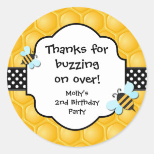 Bee Birthday Party Fevor Stickers