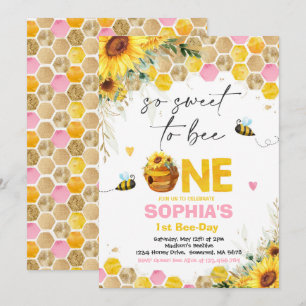 Bee Birthday Sunflower Honey Bee Birthday Party Einladung