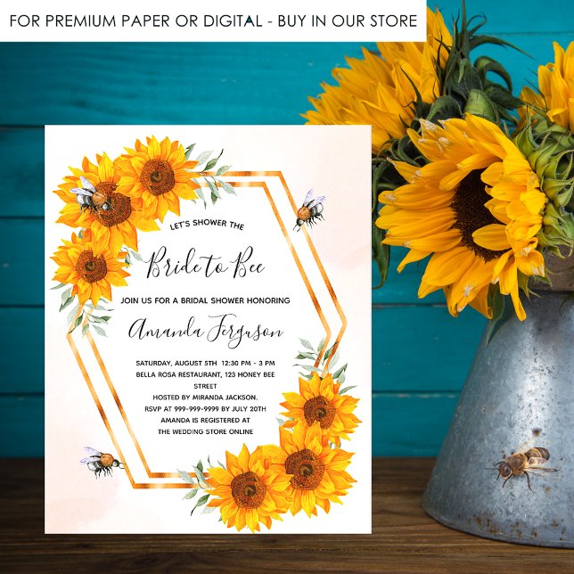 Bee Bridal douche tournesol abeilles invitation (Créateur téléchargé)