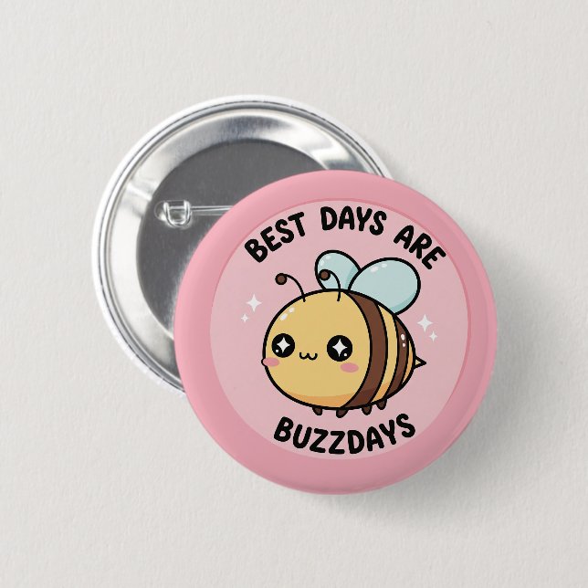 Bee Button – Cute Kawaii Bumblebee Pin (Vorne & Hinten)