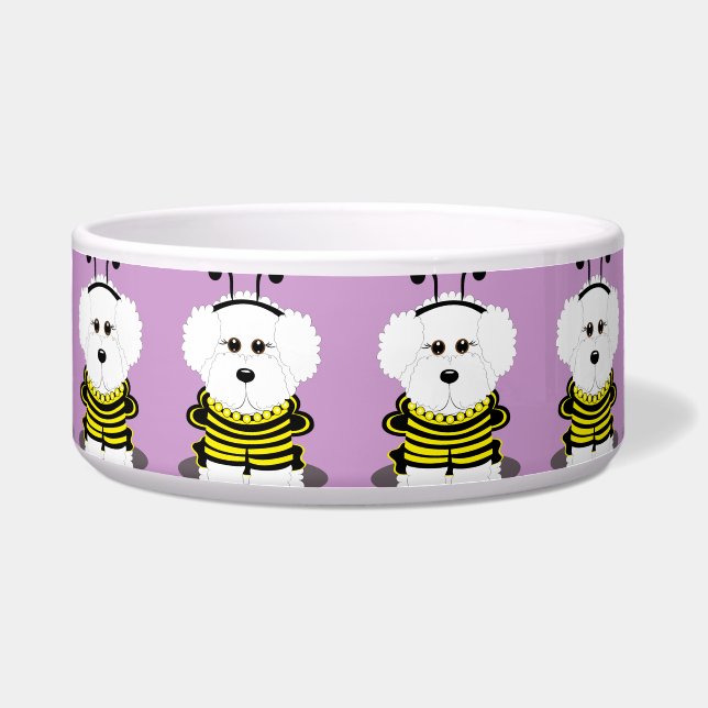 Bee*chon Bichon Frise Hummel-Bienen-Hundeschüssel Napf (Vorderseite)