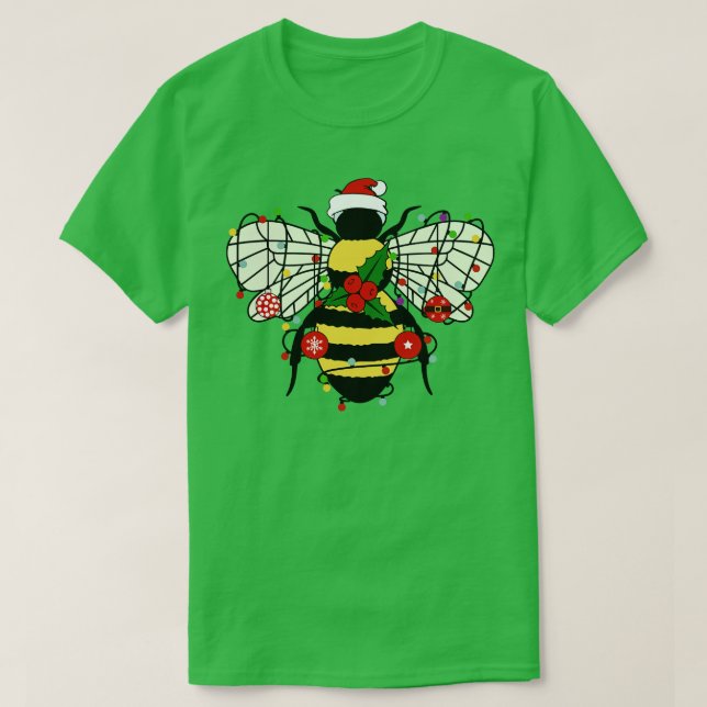 Bee Christmas Tree Xmas Lights Funny Bee Lover Chr T-Shirt (Design vorne)