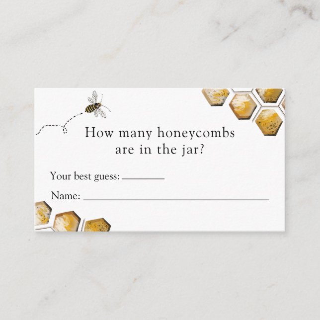 Bee Combien de Honeycombs Baby shower carte de jeu (Devant)