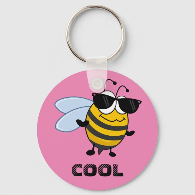 Bee Cool | Funny Trendy Bee Customizable Schlüsselanhänger (Vorderseite)