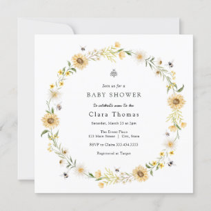Bee Daisies Sunflowers Invitation de douche nuptia