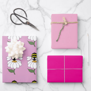 Bee Daisy Wrapping Paper Set Geschenkpapier Set