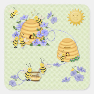 Bee Dance Party Quadratischer Aufkleber