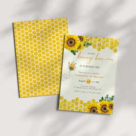 Bee Day Birthday Baby Girl Invitation Einladung