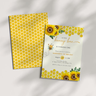 Bee Day Birthday Baby Girl Invitation Einladung