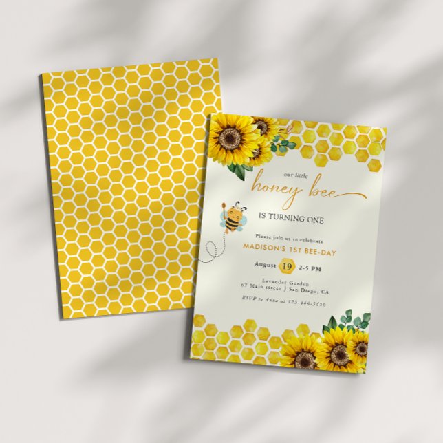 Bee Day Birthday Baby Girl Invitation Einladung (Von Creator hochgeladen)