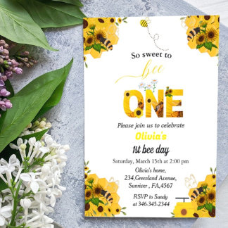 Bee day, first birthday bee theme, so sweet to be  einladung