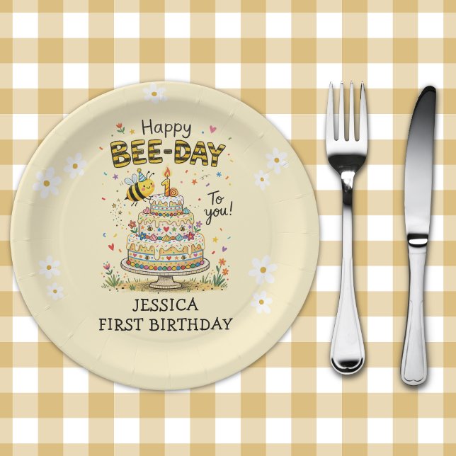 Bee Day First Birthday | Cute Bee Birthday Pappteller (Von Creator hochgeladen)